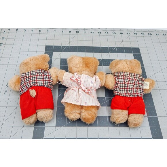 Furskin Bear Plush Stuffed Wendy's Toy 1986 7 Inch Appalachian Artwork Lot/3 - Picture 3 of 8